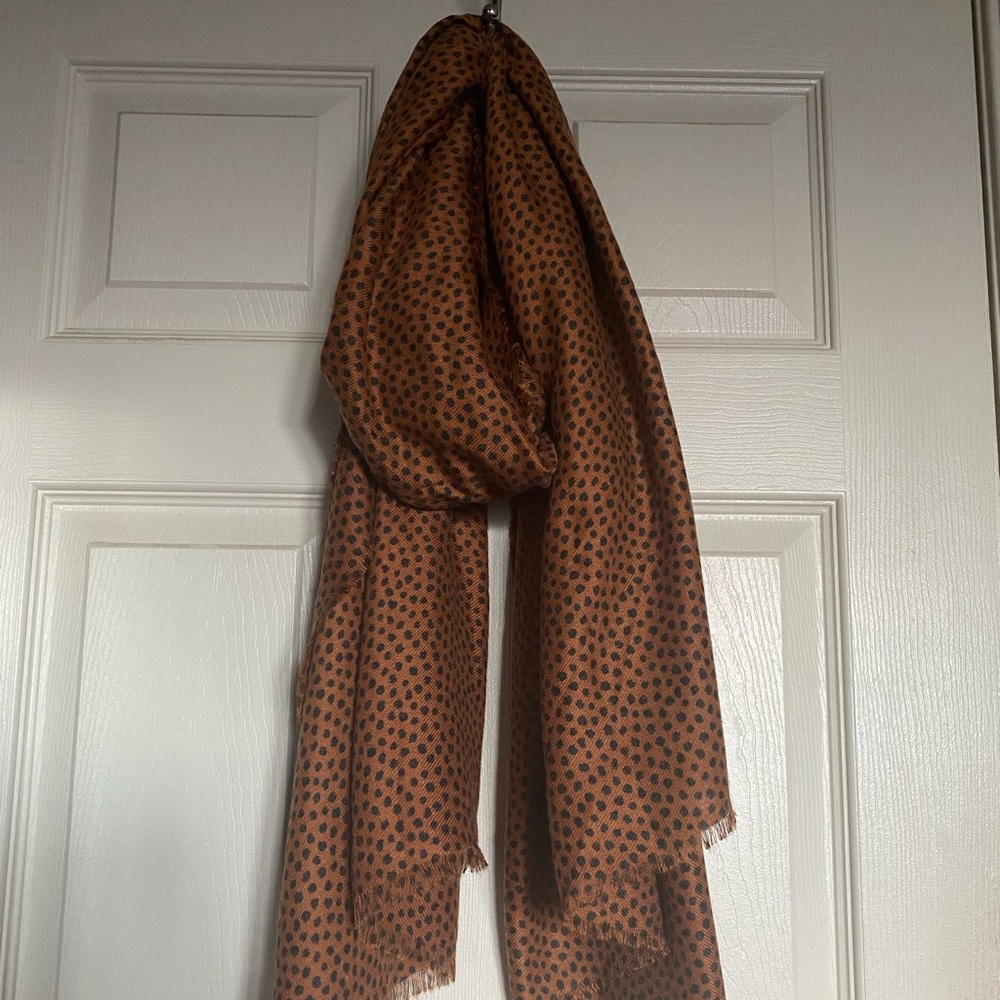 LC Lauren Conrad Printed Soft Touch Scarf, dark blue and burnt orange